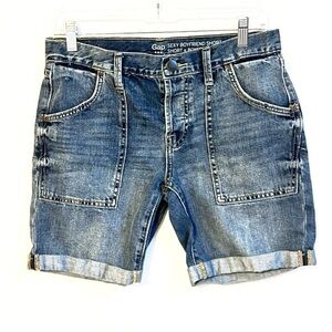 GAP Sexy Boyfriend Shorts Cuffed Medium Wash Pockets Size 2 Denim Button Fly